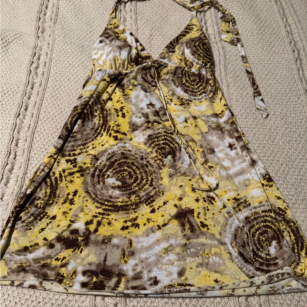 Trixxi Yellow and Brown Tie-Dye Dress